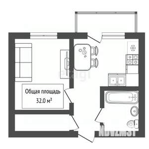 1-к квартира, вторичка, 32м2, 7/9 этаж