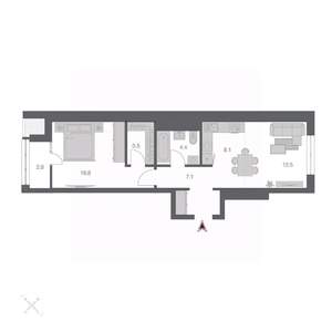 2-к квартира, вторичка, 54м2, 3/24 этаж