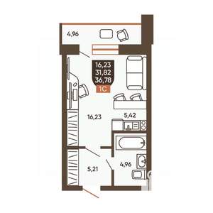 1-к квартира, вторичка, 37м2, 13/19 этаж