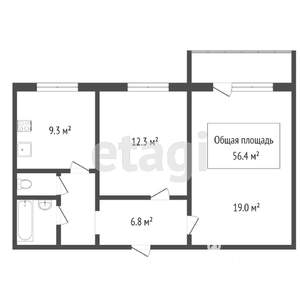 2-к квартира, вторичка, 66м2, 2/10 этаж