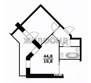 1-к квартира, вторичка, 45м2, 14/17 этаж