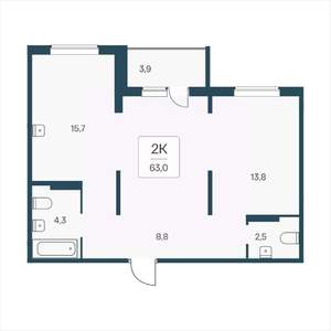 2-к квартира, вторичка, 63м2, 17/17 этаж