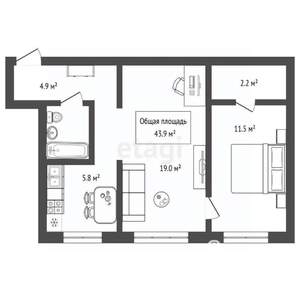 2-к квартира, вторичка, 44м2, 5/9 этаж