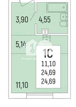 Студия квартира, вторичка, 25м2, 1/16 этаж