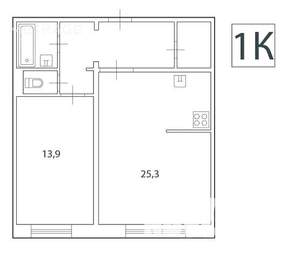 1-к квартира, вторичка, 54м2, 7/10 этаж