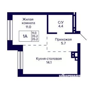 1-к квартира, вторичка, 35м2, 1/10 этаж