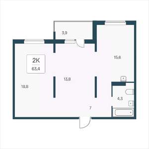 2-к квартира, вторичка, 63м2, 17/17 этаж