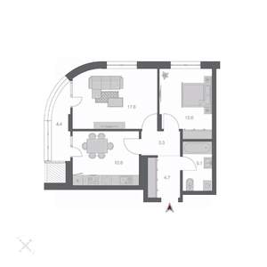 2-к квартира, строящийся дом, 60м2, 3/24 этаж