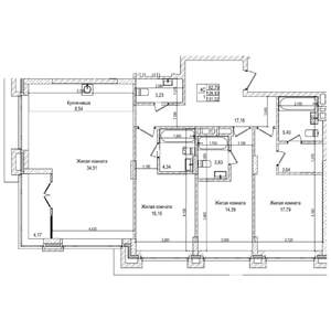 3-к квартира, вторичка, 129м2, 7/28 этаж