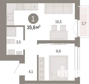 1-к квартира, вторичка, 36м2, 13/23 этаж