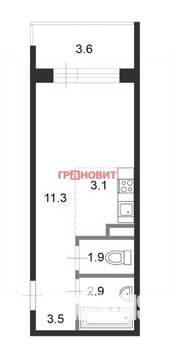 1-к квартира, сданный дом, 26м2, 7/17 этаж