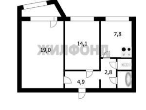 2-к квартира, вторичка, 54м2, 7/9 этаж