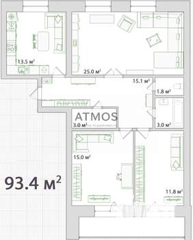 3-к квартира, вторичка, 93м2, 5/9 этаж