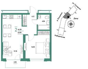 2-к квартира, вторичка, 47м2, 3/28 этаж