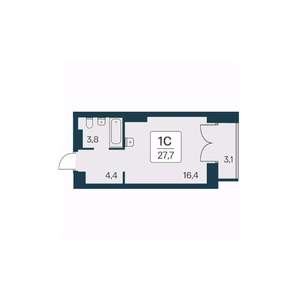 Студия квартира, вторичка, 28м2, 24/30 этаж