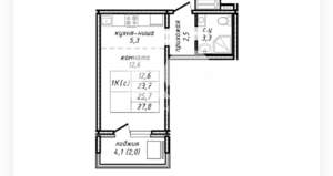 Студия квартира, сданный дом, 24м2, 14/17 этаж