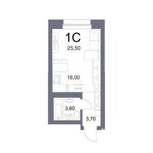 Студия квартира, вторичка, 25м2, 18/25 этаж