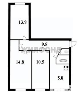 3-к квартира, вторичка, 56м2, 4/5 этаж