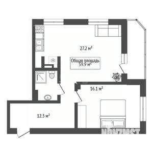 2-к квартира, вторичка, 60м2, 5/16 этаж