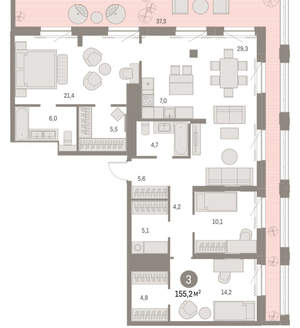 3-к квартира, вторичка, 155м2, 27/30 этаж