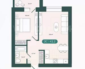 2-к квартира, вторичка, 40м2, 4/9 этаж