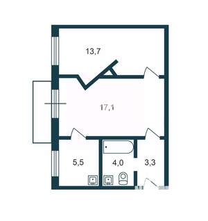 2-к квартира, вторичка, 45м2, 4/5 этаж