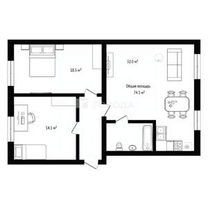 3-к квартира, вторичка, 74м2, 2/3 этаж