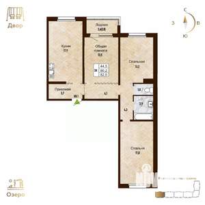 3-к квартира, строящийся дом, 82м2, 12/17 этаж