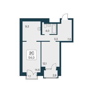 2-к квартира, вторичка, 54м2, 11/11 этаж