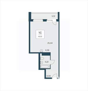 Студия квартира, вторичка, 47м2, 13/25 этаж