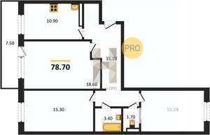 3-к квартира, вторичка, 79м2, 10/17 этаж
