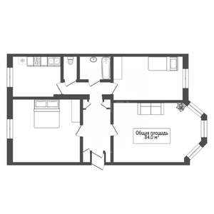 3-к квартира, вторичка, 84м2, 2/5 этаж