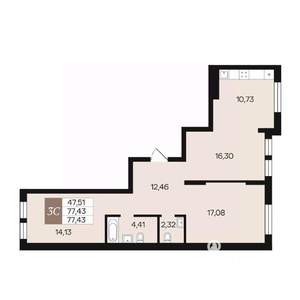 3-к квартира, вторичка, 77м2, 4/10 этаж