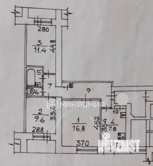 3-к квартира, вторичка, 60м2, 9/9 этаж