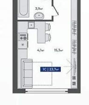 Студия квартира, вторичка, 24м2, 12/24 этаж