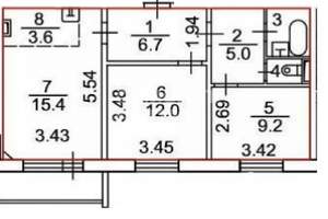 3-к квартира, вторичка, 56м2, 8/10 этаж