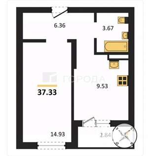 1-к квартира, вторичка, 37м2, 10/24 этаж