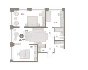 3-к квартира, вторичка, 87м2, 5/30 этаж