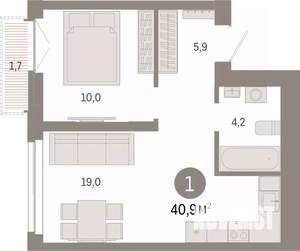 1-к квартира, вторичка, 41м2, 12/23 этаж