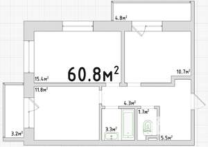 2-к квартира, вторичка, 60м2, 17/27 этаж