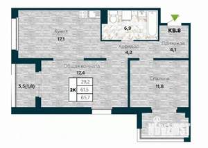 Студия квартира, вторичка, 66м2, 13/25 этаж