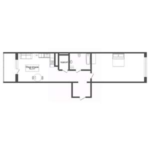 2-к квартира, сданный дом, 42м2, 12/17 этаж