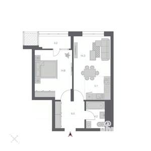 2-к квартира, строящийся дом, 48м2, 3/24 этаж