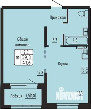 1-к квартира, вторичка, 42м2, 12/17 этаж