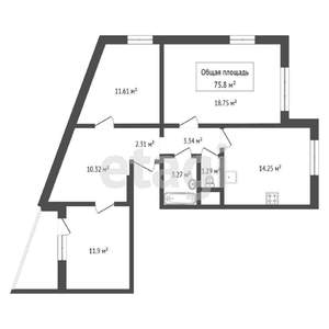 3-к квартира, вторичка, 76м2, 7/18 этаж