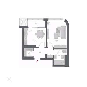 1-к квартира, вторичка, 43м2, 18/24 этаж