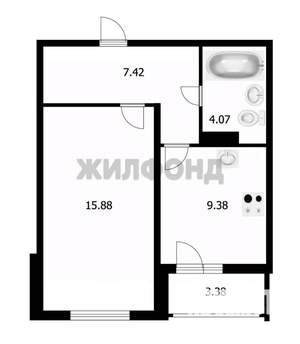 1-к квартира, сданный дом, 40м2, 7/25 этаж