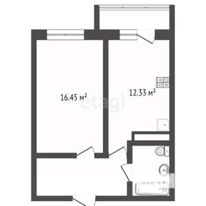 1-к квартира, вторичка, 45м2, 2/18 этаж