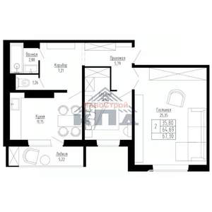 2-к квартира, строящийся дом, 67м2, 13/15 этаж