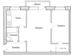 2-к квартира, вторичка, 45м2, 4/5 этаж